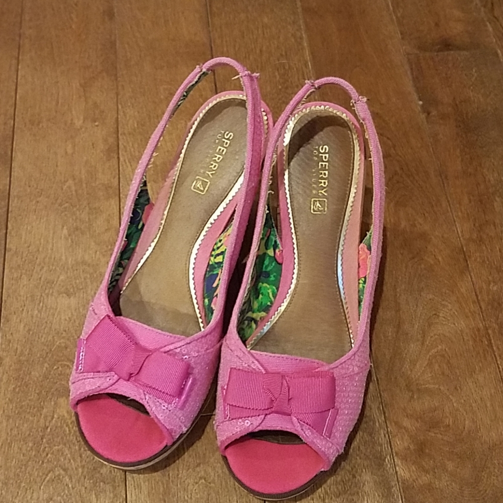 Sperry sling back wedges